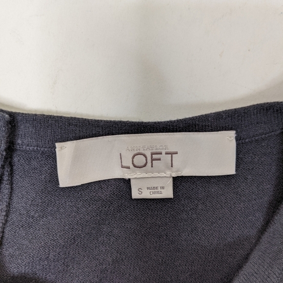 Loft Wool Blend Button Back Crew Neck Sweater - Picture 3 of 6